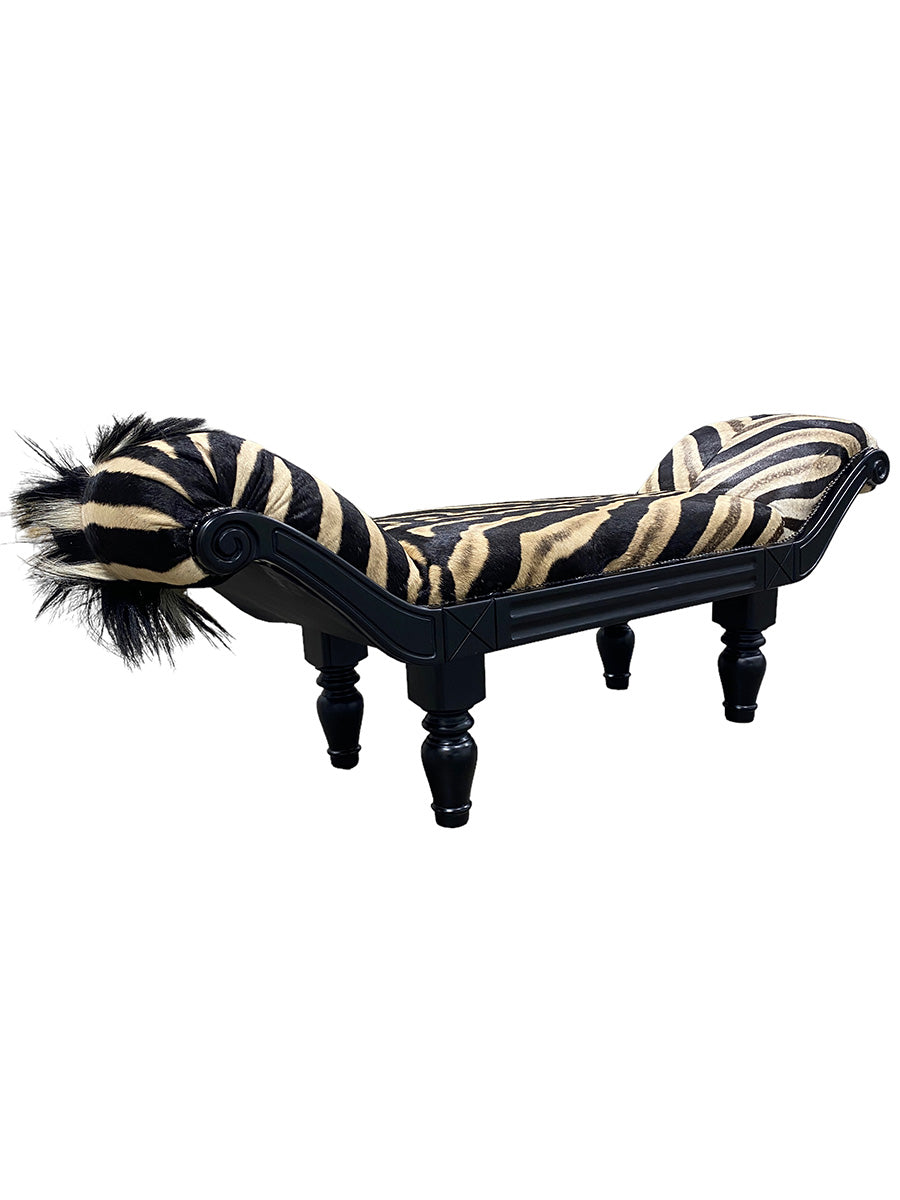 Zebra Hide Rug Chaise Bench Custom Built Using Trophy Zebra Skin