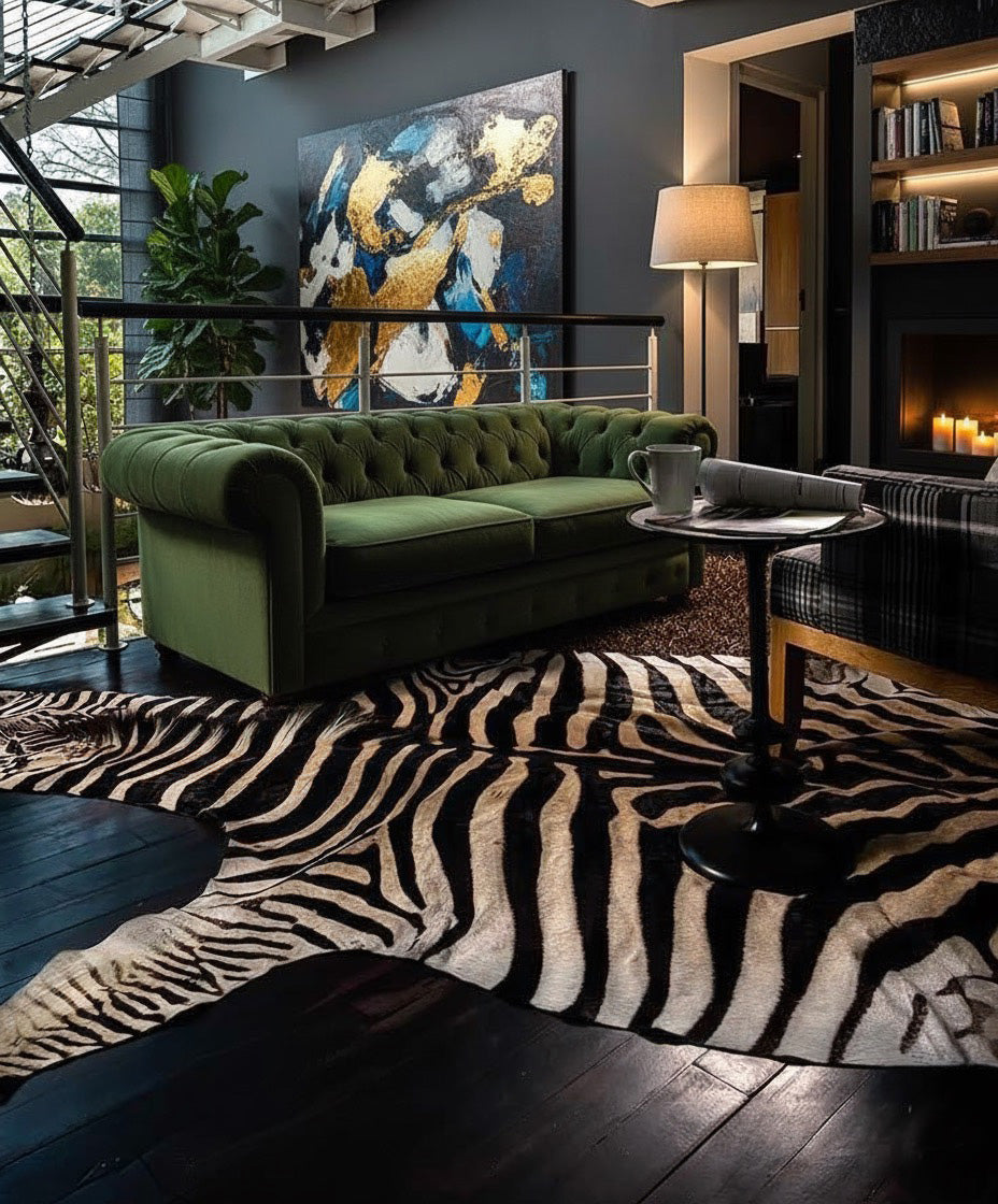 zebra hide rug in interior design project