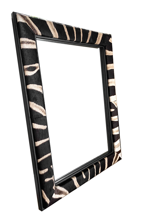 Zebra Hide Mirror made from Grade A Zebra Skin Rug OutSourceSol LLC