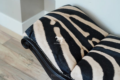 62 Zebra hide rug Chaise Bench Ottoman