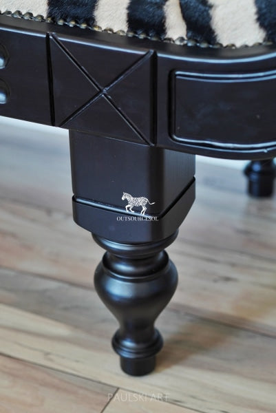 zebra skin rug bench